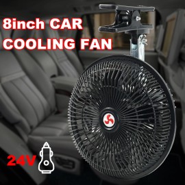 Unbranded 8In 24V Car Cooling Oscillating Fan Auto Summer Portable 360°Rotatable Clip On