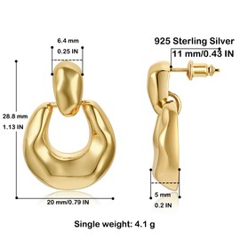 FRUMOS 14K Gold Plated Hoop Earrings for Women Girls Dainty Pendant Earrings with 925 Sterling Silver Post Stud Earring Jewelry Gifts(Hoop drop earrings Gold)