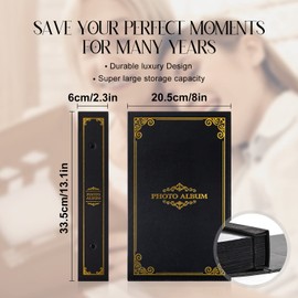 Lanpn Photo Album 6x4 Slip in, Traditional Classic 300 Pockets Photo Albums Holds Landscape Only 10x15cm Picture Black