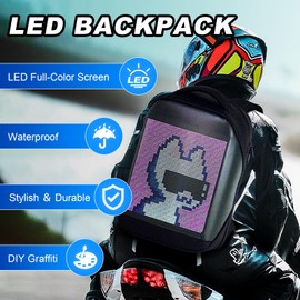 AUTOBABA AUTOBABA LED Backpack with Full-color Programmable Screen, App Control Laptop Backpack, Waterproof Luggage Bag for Camping Cycling Travelling, DIY Fashion Backpack