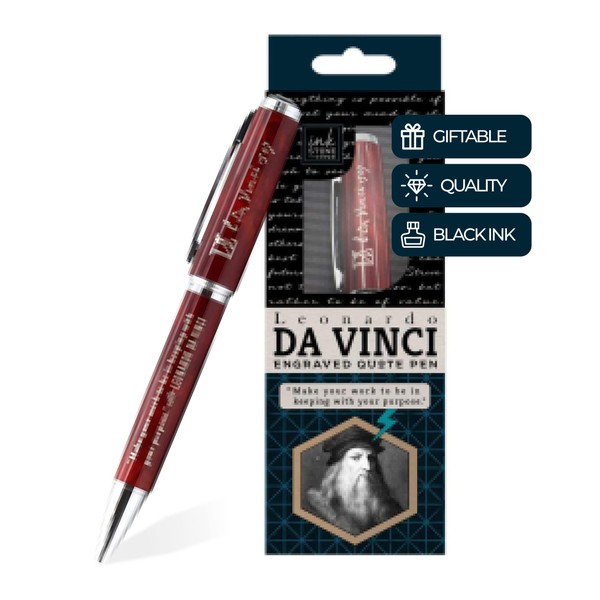 Leonardo Da Vinci Inspirational Quote Pen - Make Your Work to Be in Keeping with Your Purpose - Creative Gifts for Artists Engineers Architects Professors History Art Teachers