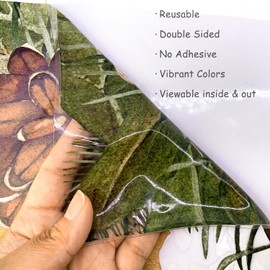 ChicSkin Stained Glass Clings - Decorative Pine Cones & Needles Window Film 11.42"x14.17"x4PCS