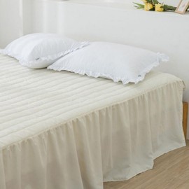 Bed cover bed skirt banding cream frill shirring queen lucy