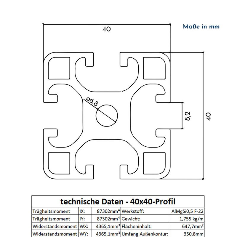 Aluminium Profile 40 x 40 mm System, Assembly, Construction Profile,