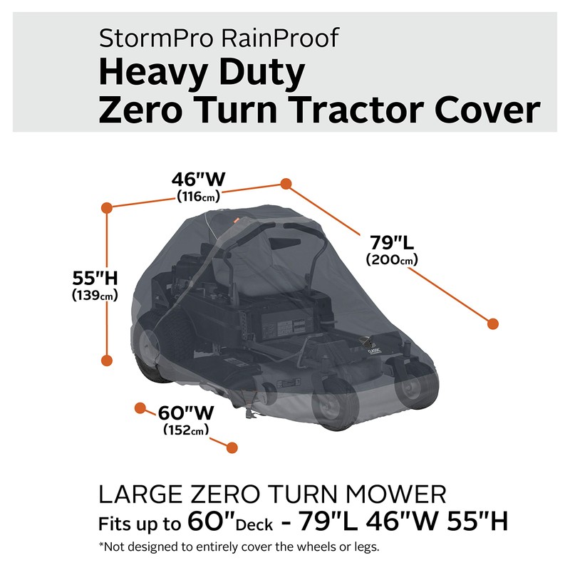 Classic Accessories StormPro Waterproof Heavy-Duty Zero Turn Mower Cover, Fits