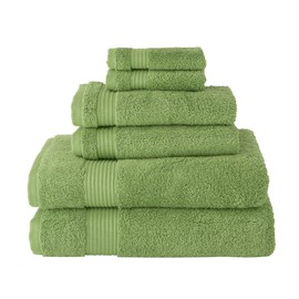 Classic Turkish Towels CTT - Luxury 6 Piece Towel Set, 100% Turkish Cotton, Quick Drying, Highly Absorbent & Comfy, Includes 2 Bath Towels, 2 Hand Towels & 2 Washcloths | (Green)