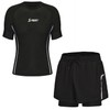 Men's Short Sleeve Rash Guard Two-Piece Set with Dual-Layer Swim Pants Waterpark Black/1size