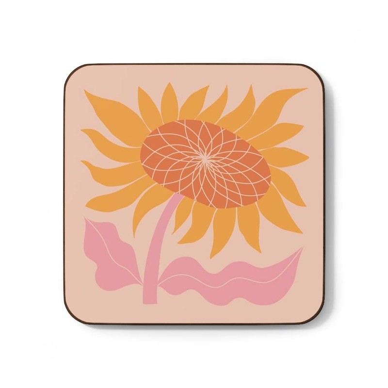 4 Coaster Set Retro Flowers 60s 70s Vintage Inspired
