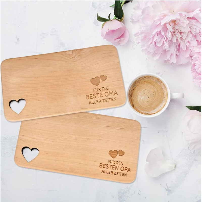 Spruchreif Set of 2 breakfast boards with engraving "Oma" and