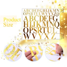 Fulmoon 8 Sheets 416 Pcs Vinyl Letters Stickers Alphabet Number Self Adhesive Letters Stick on Vinyl Waterproof Mailbox Decals for Mailbox Signs Window Door Cars(Mirror Gold,1 Inch, 2 Inch)