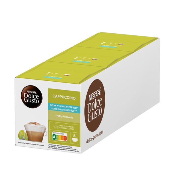 NESCAFE Dolce Gusto Skinny Cappuccino, Pack of 3 (Total 48