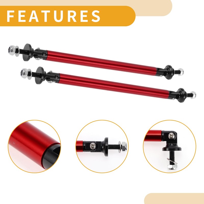 Partuto 2pcs 150mm/5.91in Car Splitter Support Rods Adjustable Front Rear