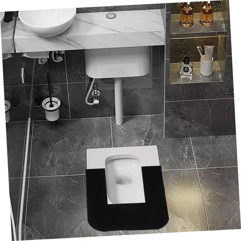 jojofuny U-Shaped Toilet Mat, Black, 55.80X55.00CM (21.93X21.61IN), Bathroom Rug, Polyester,