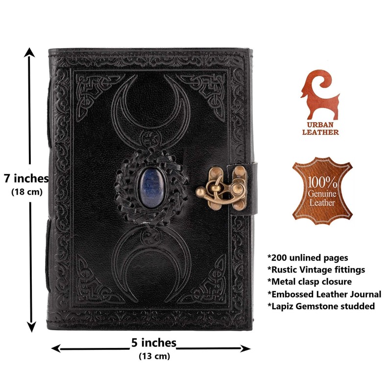 Urban Leather Lapis 3 Moon Celtic Grimoire Book of Shadows