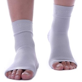 Doc Miller Tobilleras de Compresion Grado Medico (1 Par) para Aliviar Esguince Fascitis Plantar Tendinitis de Aquiles Soporte Tobillo y Arco Mejora Circulacion Sanguinea (Gris, 2X-Grande)