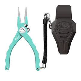 danco Admiral 7.5" Aluminum Fishing Plier, Saltwater Resistant Anodized Coating, Replaceable Tungsten Carbide Braid Cutters, Rubber Sheath with Belt Clip