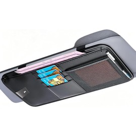 Genérico Organizador de Parasol,Cuero PU Cremallera Universal - Almacenamiento Parasol - para SUV, Sedán, Camión, Autocaravana, Gafas De Sol, Carnet De Conducir, Llave