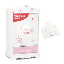 Emily Rose 18" Doll Clothes Closet Armoire with 5 Notched Organization Hangers - Floral Furniture Collection - Fits American Girl Doll Clothes & Accessories