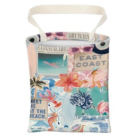 ABUIFDK Car Trash Can, Cute Car Trash Bag, Hanging Car Organizer and Storage Bag, Trash Bin for Car Accessories, Vehicle, Travelling, Camping Retro Summer Collage