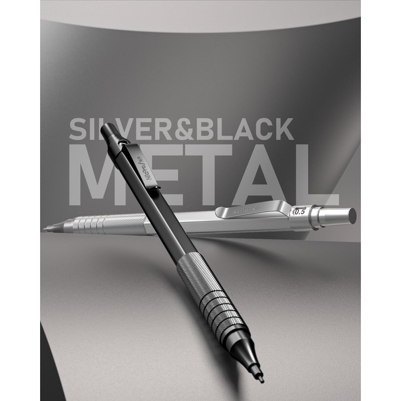 Nicpro 45PCS Black & Silver Metal Mechanical Pencil Set in