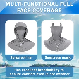 3 Pack Summer Balaclava Sun UV Protection Hood Breathable Full Head Mask Face Cover for Men Women Motorcycle Cycling Fishing (3Pcs-Black&White&Gray-B)