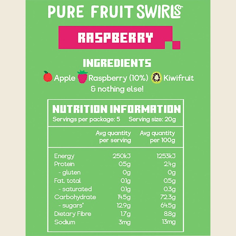 Nibblish Pure Fruit Swirls Raspberry 100g