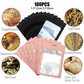 200X Matte Shiny Zip Lock Seal Bags Aluminum Foil Resealable Packing Bag Pouch for Food and Retail Packaging
