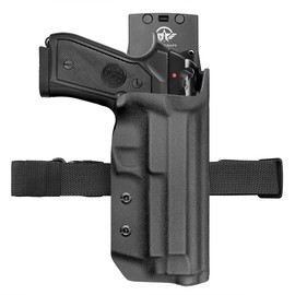 Beretta 92FS 92A1 96A1 Holster OWB Kydex Holster Custom Fit: Beretta 92 FS / 92 A1 / 96 A1 Pistol - Drop Leg Outside Waistband Carry / 1.5-2 Inch Belt Clip - Adj. Width Height, Entrance Widened