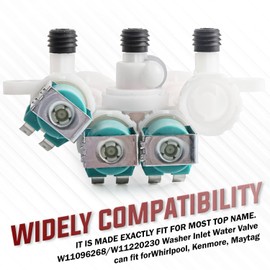 W11096268 W11220230 Washer Inlet Water Valve. by Seentech - Exact Fit for Kenmore Whirlpool washers; Replaces: AP6329544, W10632527, W10758829, W10853296, W11096268