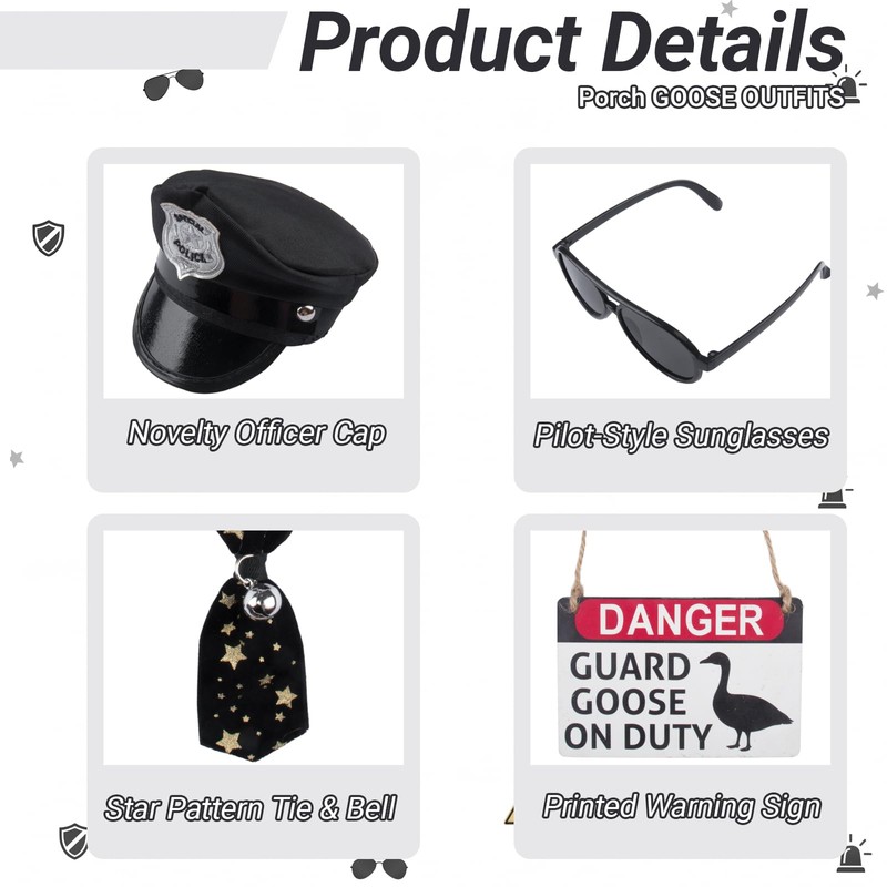 4Pcs Porch Goose Outfit Police - Funny Lawn Goose Costume