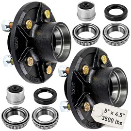 AuraWINS 5 on 4.5" Trailer Hub Kit Fit for 1"-1/16" Trailer Axles 3500lbs,Boat Trailer Hubs 5 Lug with L68149/L44649 Bearing Kit,2 Sets