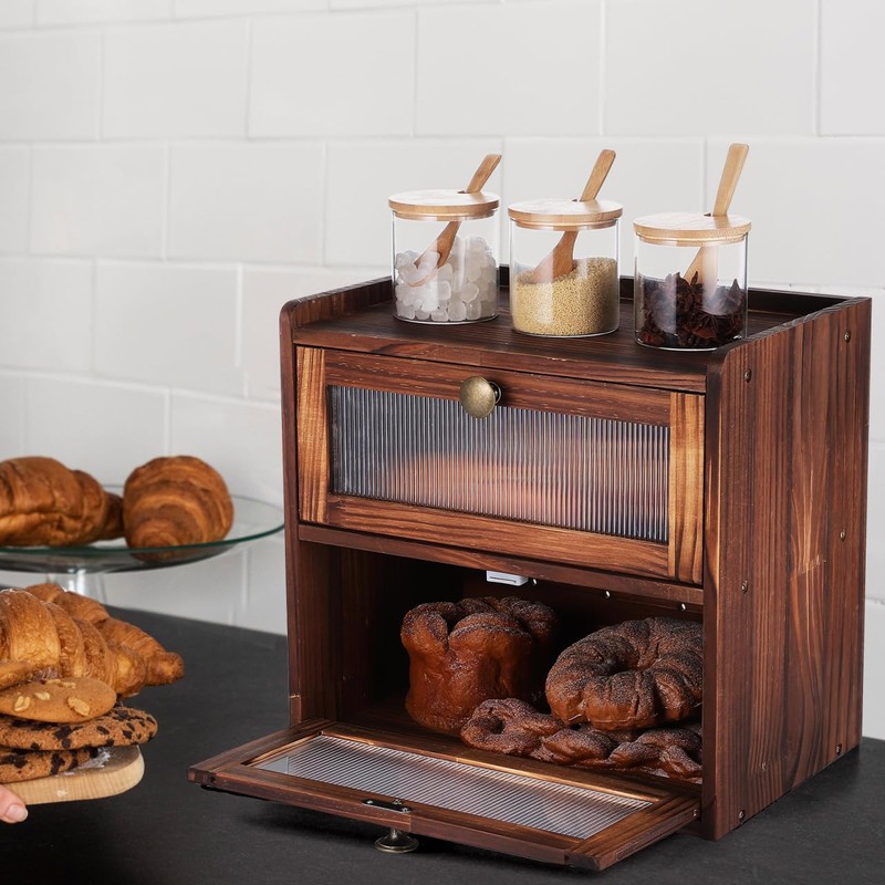 ULTECHNOVO Bread Box for Kitchen Countertop - Double Layer Bread