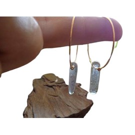 Rock Crystal & Golden Circle Hoop Earrings Gold-Coloured with Transparent Long Stone