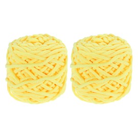 sourcing map 2 Skeins Chenille Chunky Yarn, 200g/7oz Plush Bulky Thick Fluffy Polyester Yarn for Crochet DIY, Soft Velvet Blanket for Sweater Hand Knit Crocheting (Light Yellow, 45 M/49 Yards)