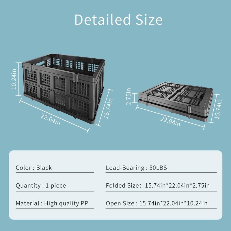 Collapsible Storage Crates | Stackable Storage Baskets | Plastic Folding