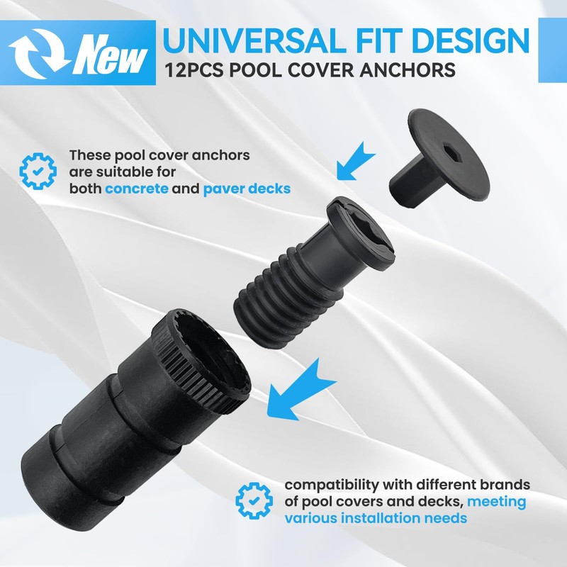 SKINGWOLF 12 Pack Pool Cover Anchors for Concrete and Paver