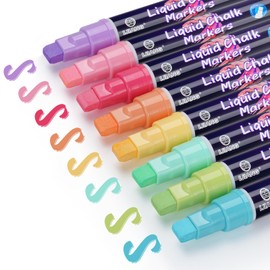 Jumbo Chalk Markers for Chalkboard 8 Colors Liquid Chalk Markers Set Erasable Pastel 10 MM 3-In-1 Nib Pastel Chalk Pens For Auto Glass Restaurant Menus Whiteboards Windows Calendars Sign Decoration