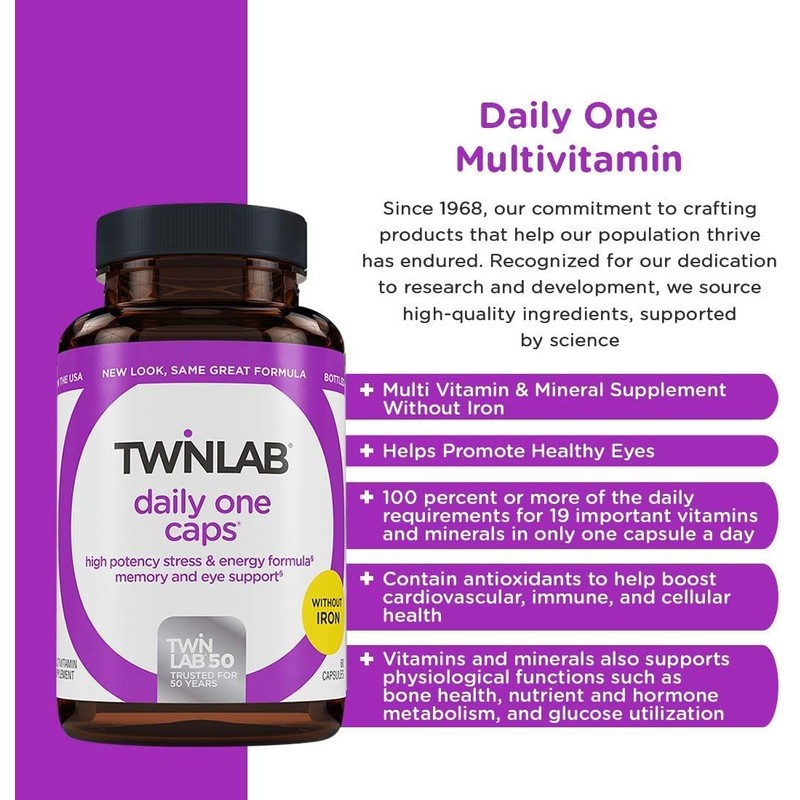 Twinlab Daily One without Iron and with Florglo, 60 Count