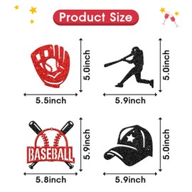 Baseball Hanging Swirls, Red&Black Glitter Baseball Themed Birthday Party Supplies Sport Baby Shower Party Foil Ceiling Swirls Decoration Supplies 24 Pcs