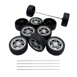 10PCS Toy Car Wheels 40mm Rubber Tire Wheels with Metal Shaft for RC Car Truck DIY Model Toy Wheel Replacement Accessories (3X40mm)