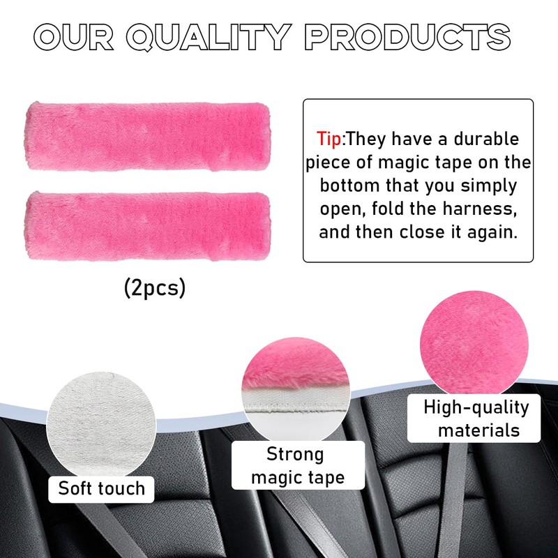 povtii 2PCS Car Seat Belt Cover Pad, Soft Auto Seatbelt