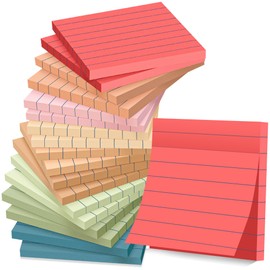 (18 Pack) Lined Sticky Notes 3x3, Vintage Colors, Sticky Pads, Strong Adhesive, Recyclable, Self-Stick Pads, Easy to Post for Home, Office, Notebook