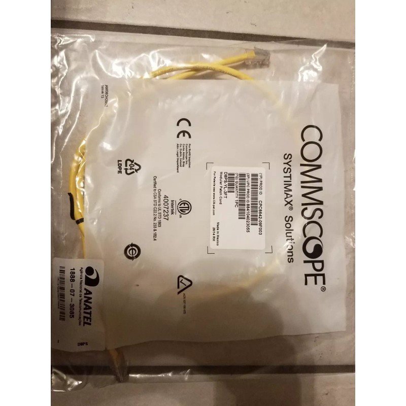 Commscope D8PS-YL-3FT / CPC6642-09F003 Modular Patch Cord 3ft Yellow NEW