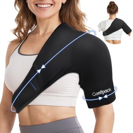 Comfpack Shoulder Ice Pack Wrap for Rotator Cuff and Arm, Soft & Flexible Gel Cold Warp with Compression for Injuries, Tendonitis, Surgery, Easy to Wear for Men & Women