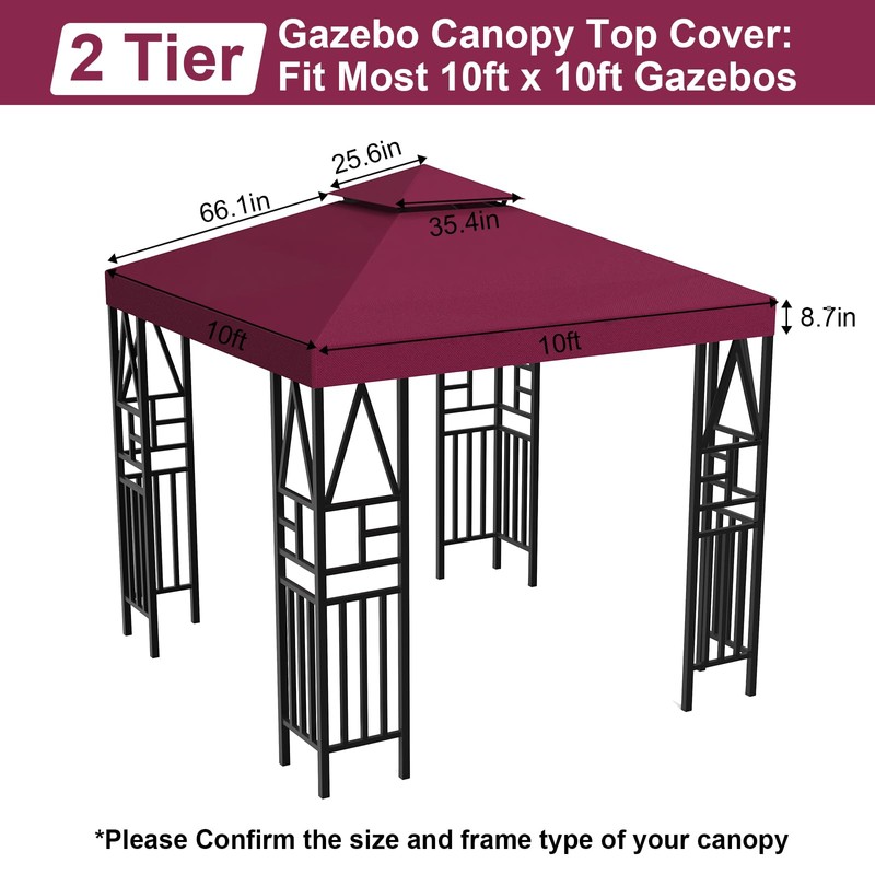 Ganggend 10x10ft Canopy Replacement Top, Double Tiered Pop up Gazebo