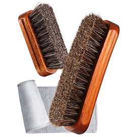 YoungJoy 3 Pieces Horsehair Shoe Polishing Dauber Kit Shine Brush Shoe Care Applicators, Wood Color, 7 x 3.9 x 2.3 inches