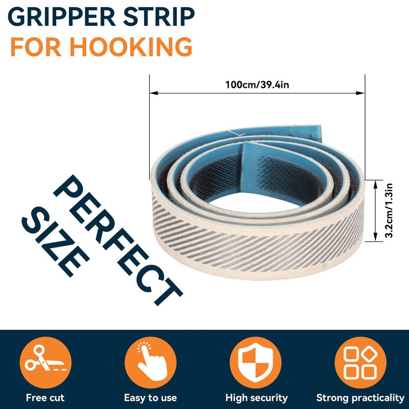 Cyrank Gripper strips for hooking carpet fabrics for tufting frames,
