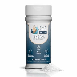 Baja Gold Mineral Sea Salt Shaker, Fine Sea Salt from the Sea of Cortez, Unrefined with Trace Minerals, Shaker for Seasoning Baking and Everyday Use, Electrolyte Supplement, 9 Oz