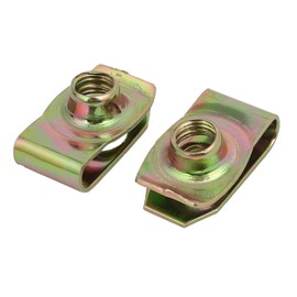 sourcingmap 25pcs Spring Steel Speed Fastener Extruded U Nut Brass Tone for M8 Screw