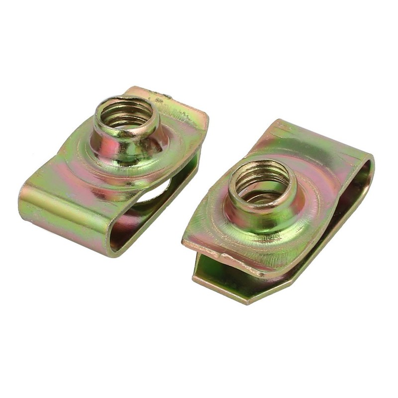 sourcingmap 25pcs Spring Steel Speed Fastener Extruded U Nut Brass